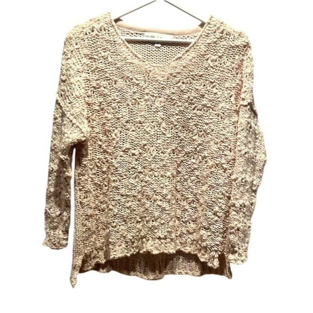Chelsea & Theodore Women’s Chunky Loose Knit Sweater Size XS Beige Pink